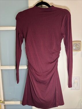 Abercrombie & Fitch Long Sleeve Ruched Mini Dress - Wine